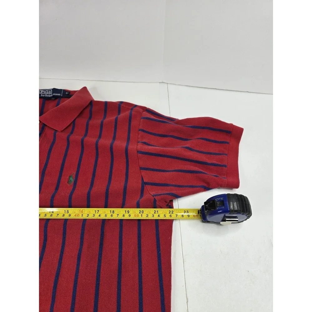 Polo Ralph Lauren Shirt Extra Large XL Mens Blue Red Stripe Green Pony Rugby Vtg
